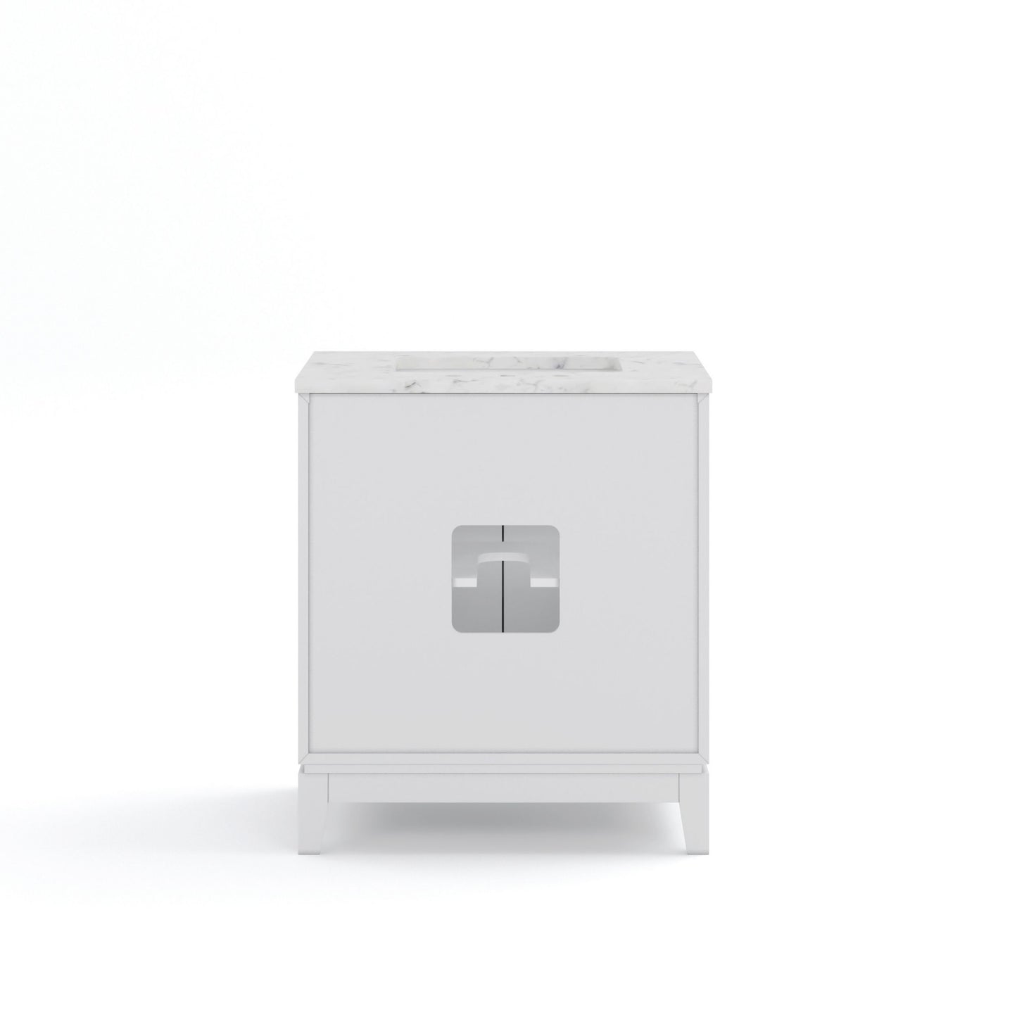 Elizabeth Collection 30 in. Bath Vanity in Pure White With Vanity Top in Carrara White Marble - Vanity Only | Water Creation