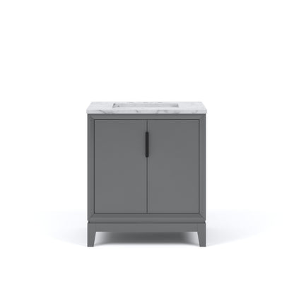 Elizabeth Collection 30 in. Bath Vanity in Cashmere Grey With Vanity Top in Carrara White Marble - Vanity Only | Water Creation