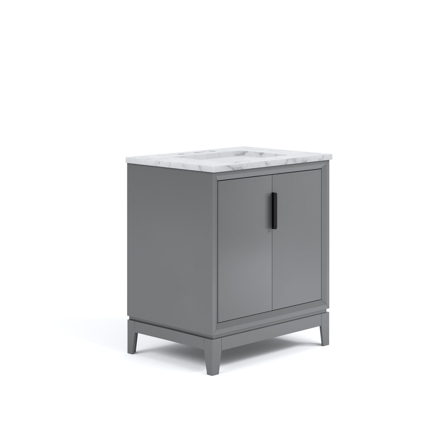 Elizabeth Collection 30 in. Bath Vanity in Cashmere Grey With Vanity Top in Carrara White Marble - Vanity Only | Water Creation