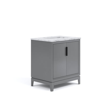 Elizabeth Collection 30 in. Bath Vanity in Cashmere Grey With Vanity Top in Carrara White Marble - Vanity Only | Water Creation