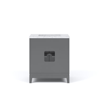 Elizabeth Collection 30 in. Bath Vanity in Cashmere Grey With Vanity Top in Carrara White Marble - Vanity Only | Water Creation