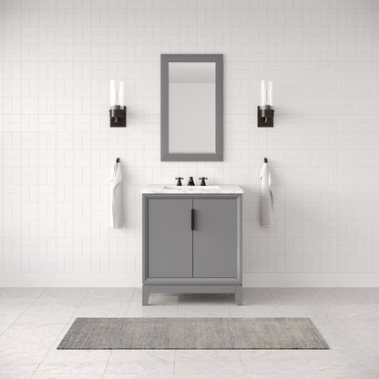 Elizabeth Collection 30 in. Bath Vanity in Cashmere Grey With Vanity Top in Carrara White Marble - Vanity Only | Water Creation