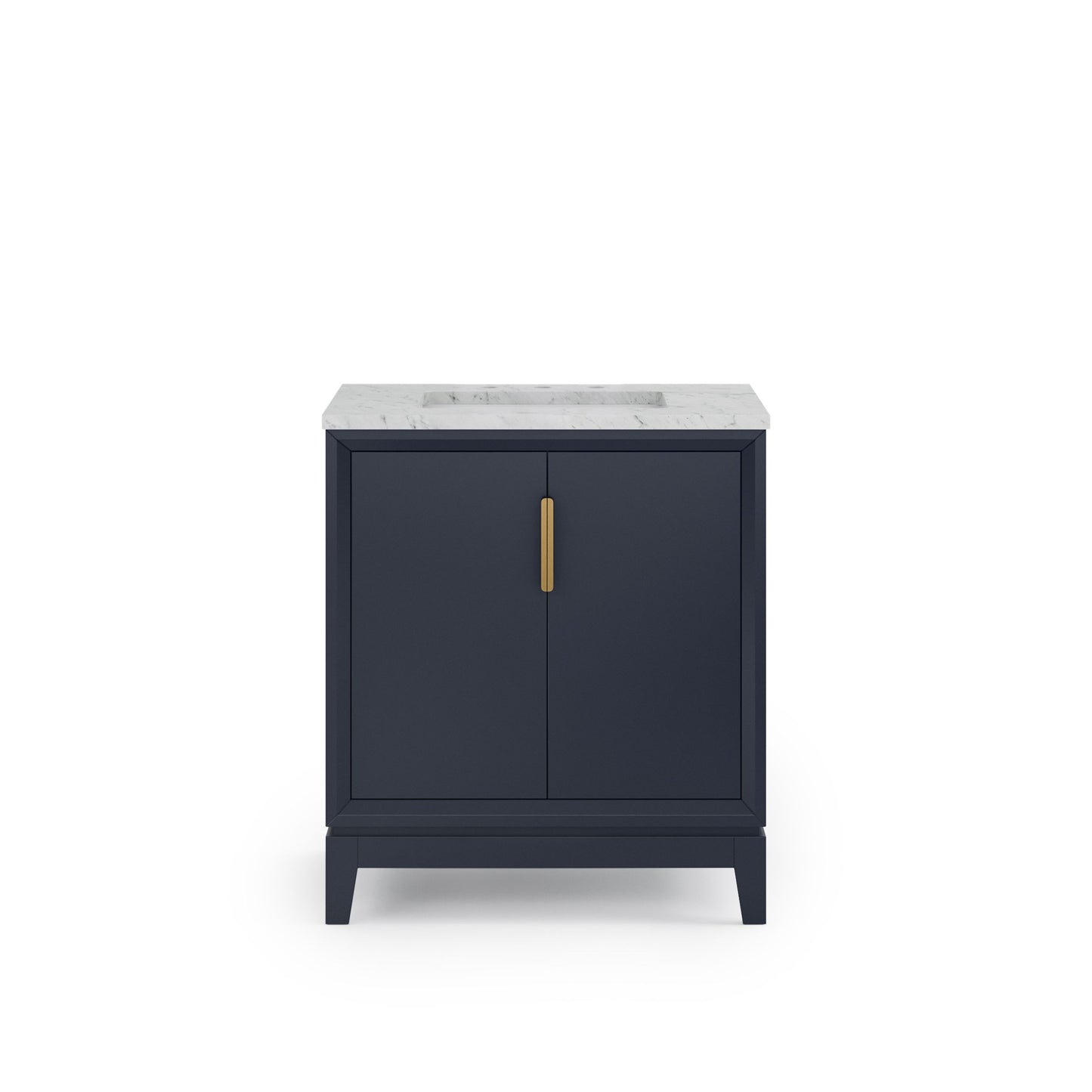 Elizabeth 30 in. Bath Vanity in Monarch Blue with Carrara White Marble Vanity Top with Ceramics White Basins | Water Creation