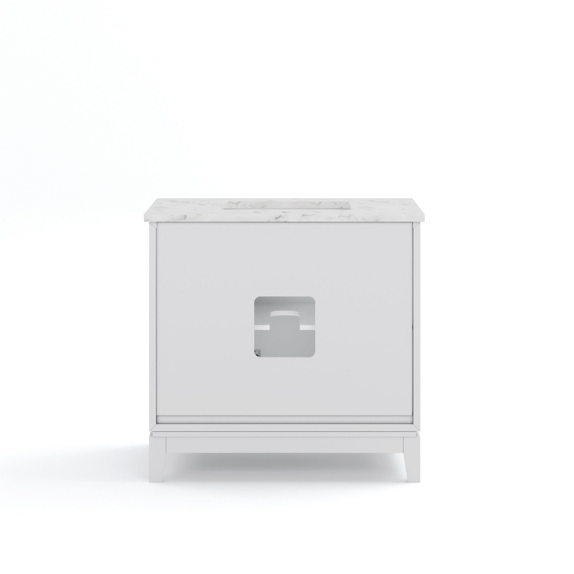 Elizabeth Collection 36 in. Bath Vanity in Pure White With Vanity Top in Carrara White Marble - Vanity Only | Water Creation