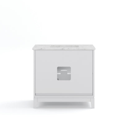 Elizabeth Collection 36 in. Bath Vanity in Pure White With Vanity Top in Carrara White Marble - Vanity Only | Water Creation
