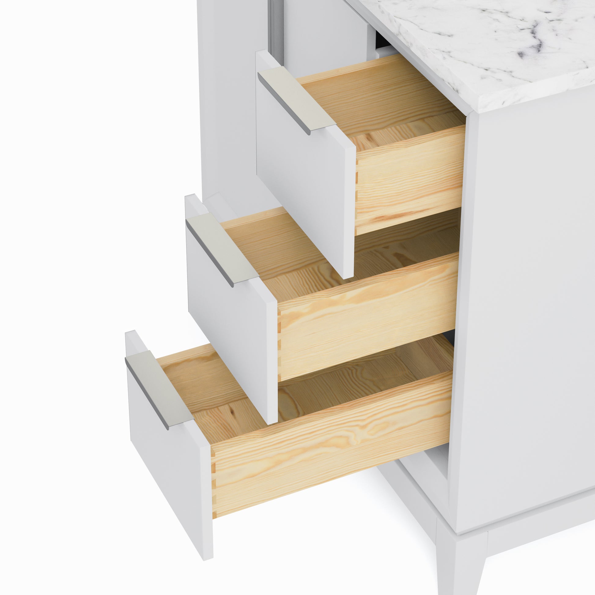 Elizabeth Collection 36 in. Bath Vanity in Pure White With Vanity Top in Carrara White Marble - Vanity Only | Water Creation