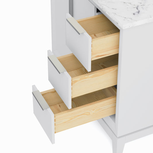 Elizabeth Collection 36 in. Bath Vanity in Pure White With Vanity Top in Carrara White Marble - Vanity Only | Water Creation