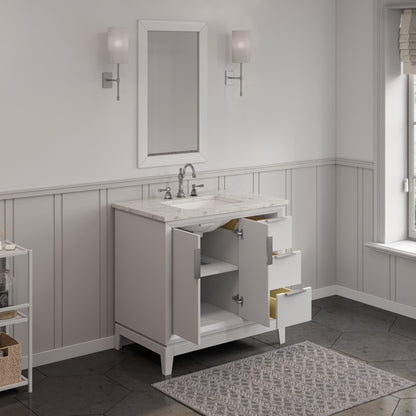 Elizabeth Collection 36 in. Bath Vanity in Pure White With Vanity Top in Carrara White Marble - Vanity Only | Water Creation