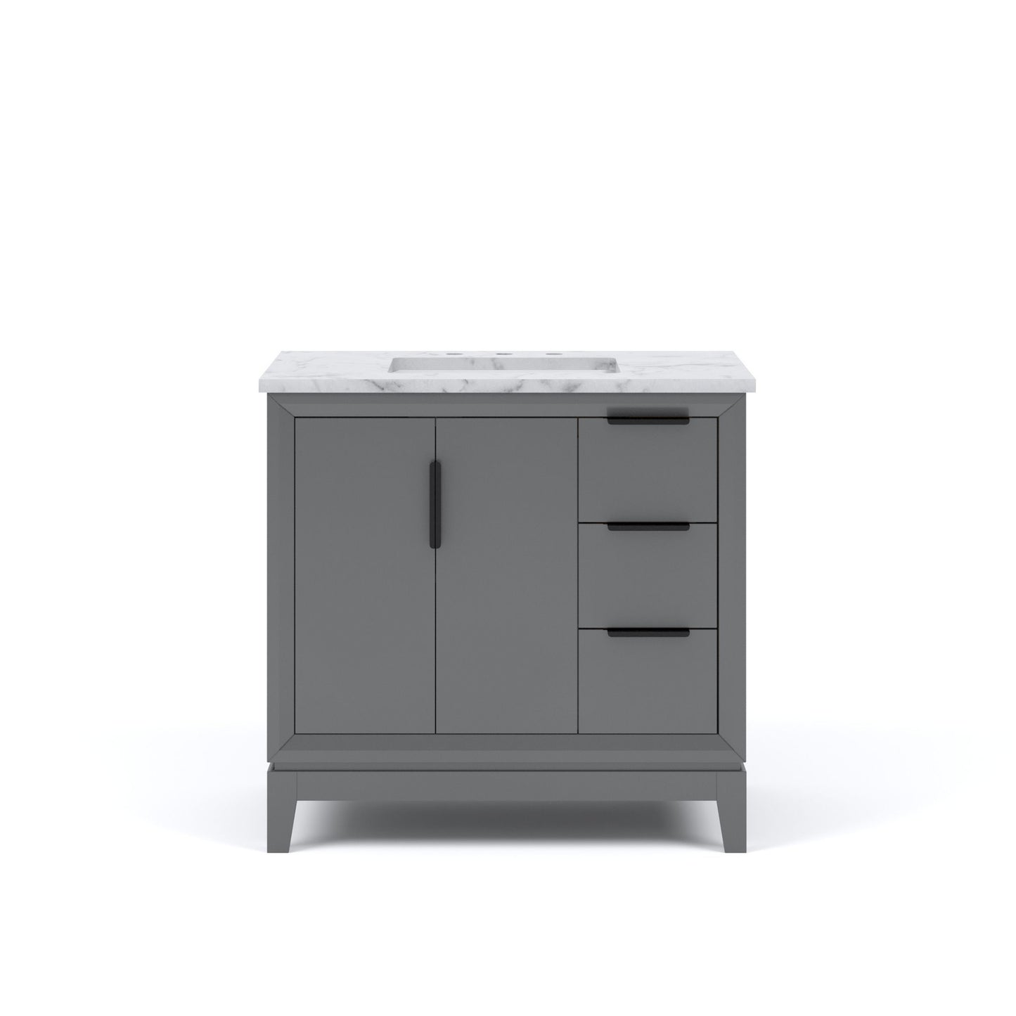 Elizabeth Collection 36 in. Bath Vanity in Cashmere Grey With Vanity Top in Carrara White Marble - Vanity Only | Water Creation