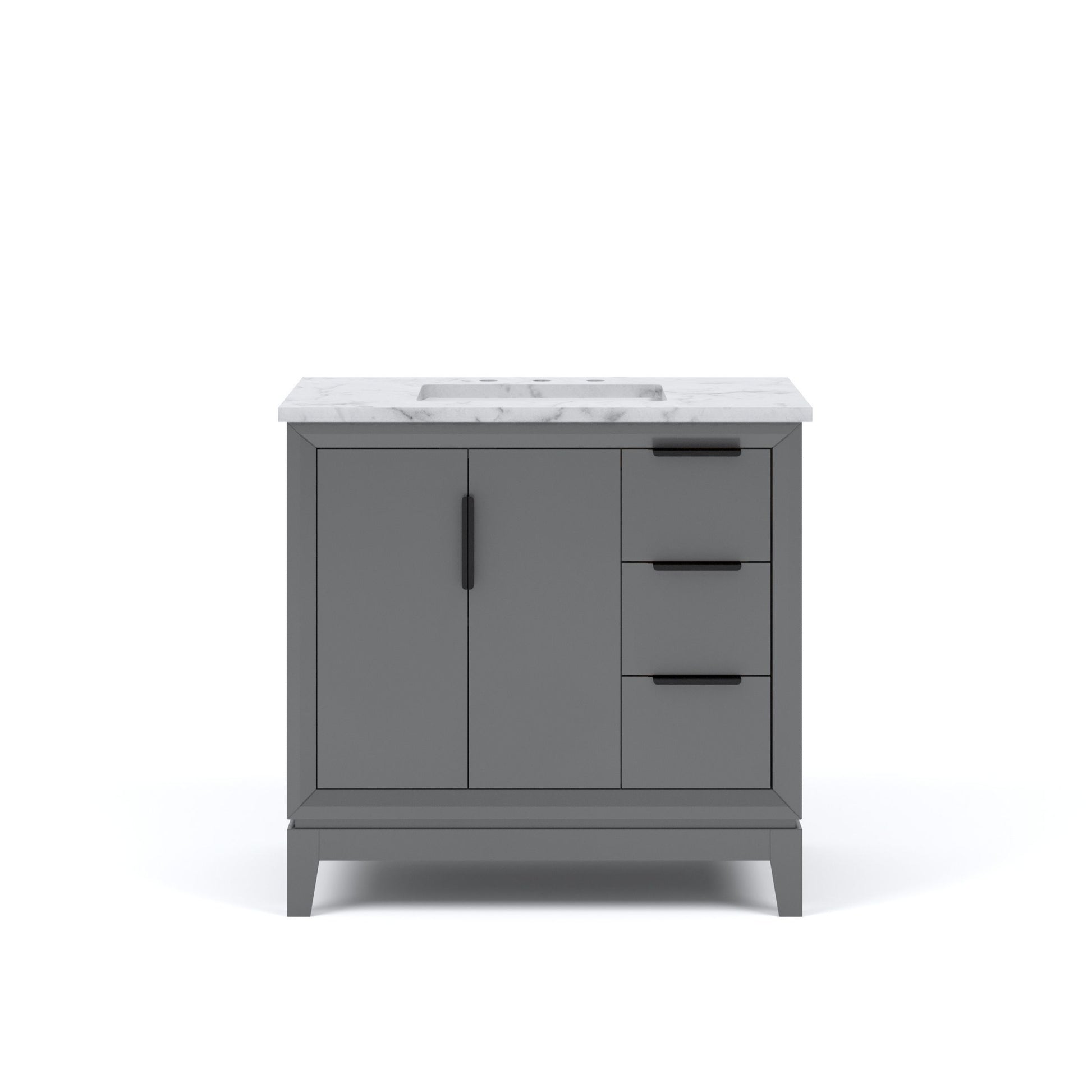 Elizabeth Collection 36 in. Bath Vanity in Cashmere Grey With Vanity Top in Carrara White Marble - Vanity Only | Water Creation