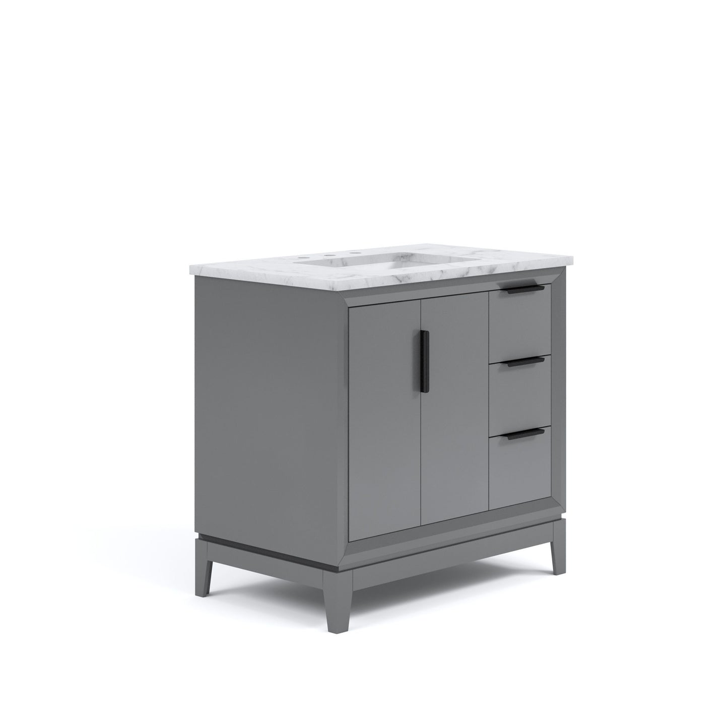 Elizabeth Collection 36 in. Bath Vanity in Cashmere Grey With Vanity Top in Carrara White Marble - Vanity Only | Water Creation