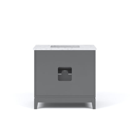 Elizabeth Collection 36 in. Bath Vanity in Cashmere Grey With Vanity Top in Carrara White Marble - Vanity Only | Water Creation