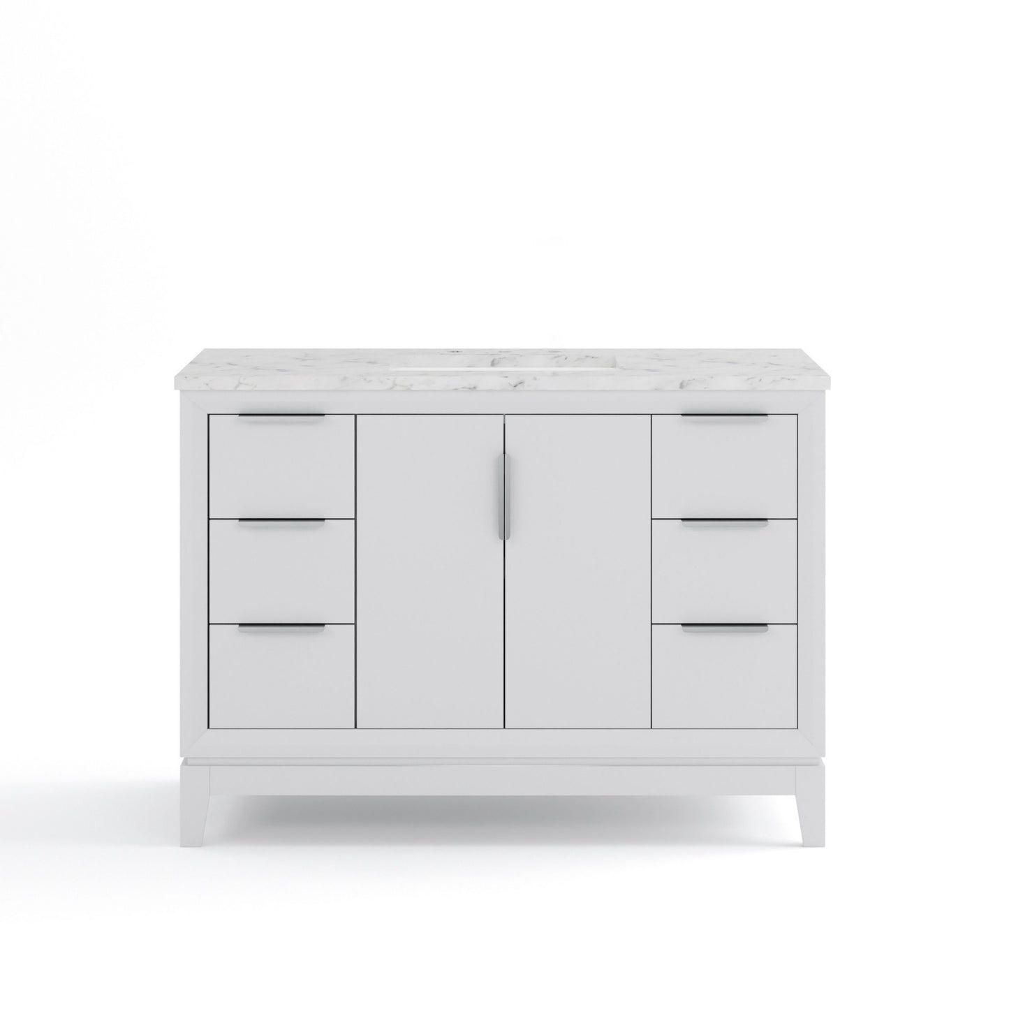 Elizabeth Collection 48 in. Bath Vanity in Pure White With Vanity Top in Carrara White Marble - Vanity Only | Water Creation