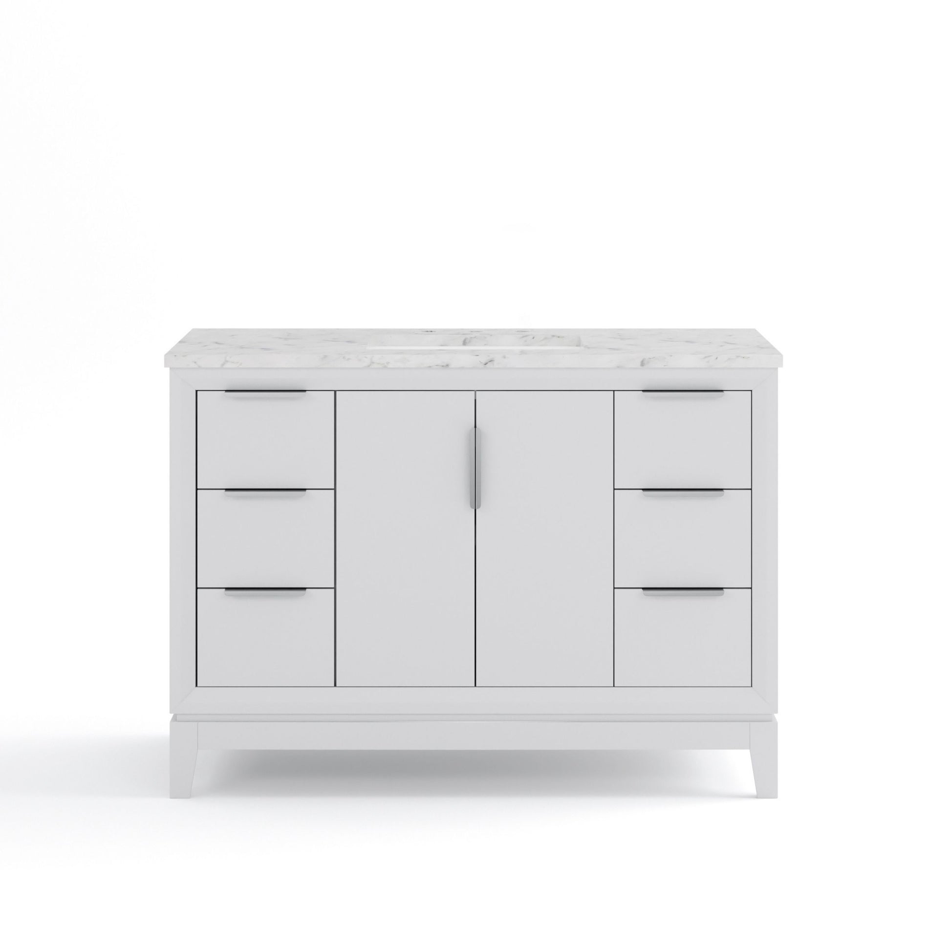 Elizabeth Collection 48 in. Bath Vanity in Pure White With Vanity Top in Carrara White Marble - Vanity Only | Water Creation