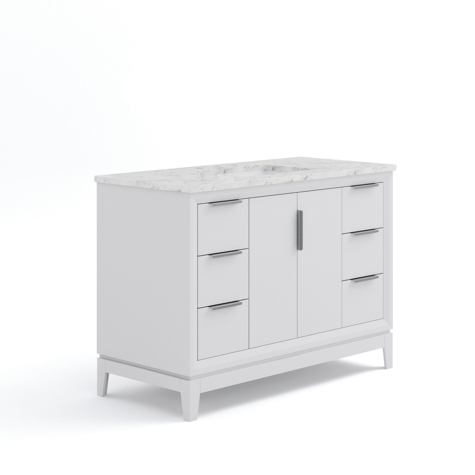 Elizabeth Collection 48 in. Bath Vanity in Pure White With Vanity Top in Carrara White Marble - Vanity Only | Water Creation