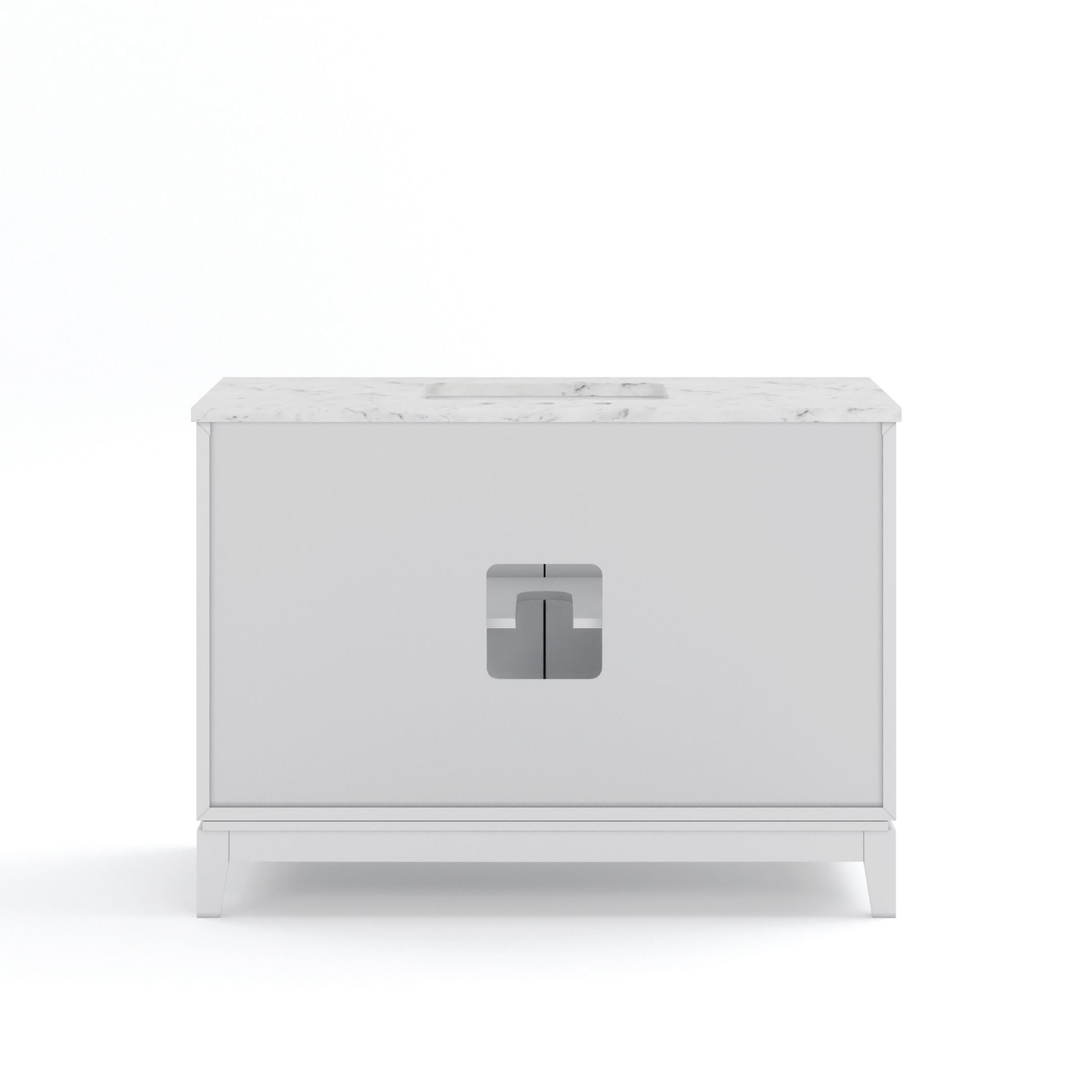 Elizabeth Collection 48 in. Bath Vanity in Pure White With Vanity Top in Carrara White Marble - Vanity Only | Water Creation
