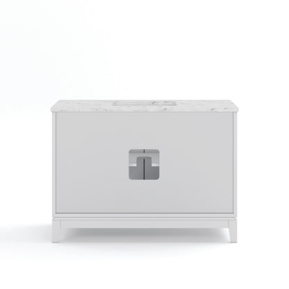 Elizabeth Collection 48 in. Bath Vanity in Pure White With Vanity Top in Carrara White Marble - Vanity Only | Water Creation