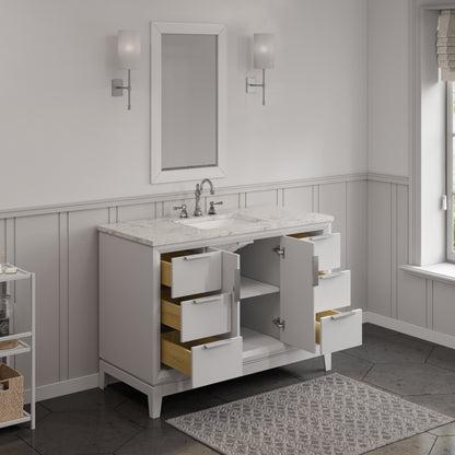 Elizabeth Collection 48 in. Bath Vanity in Pure White With Vanity Top in Carrara White Marble - Vanity Only | Water Creation