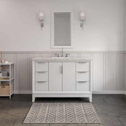 Elizabeth Collection 48 in. Bath Vanity in Pure White With Vanity Top in Carrara White Marble - Vanity Only | Water Creation