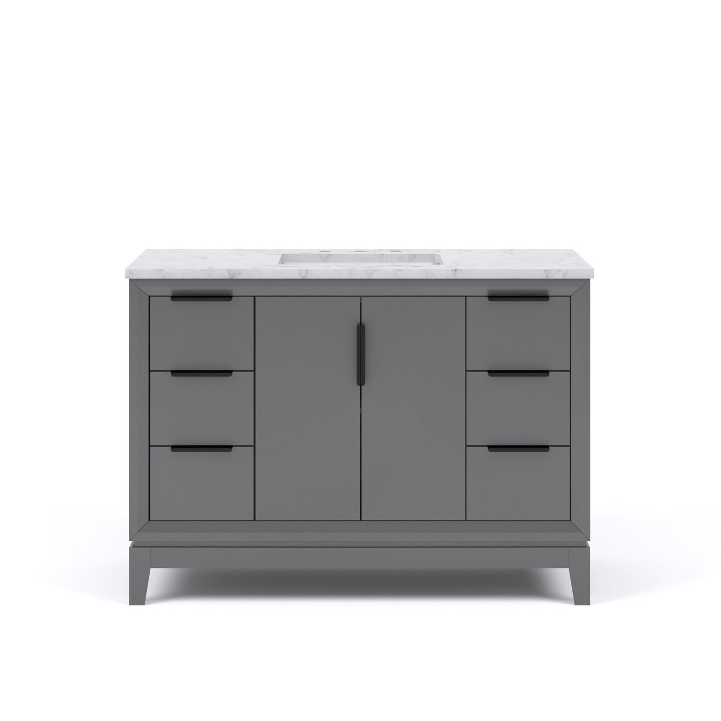 Elizabeth Collection 48 in. Bath Vanity in Cashmere Grey With Vanity Top in Carrara White Marble - Vanity Only | Water Creation