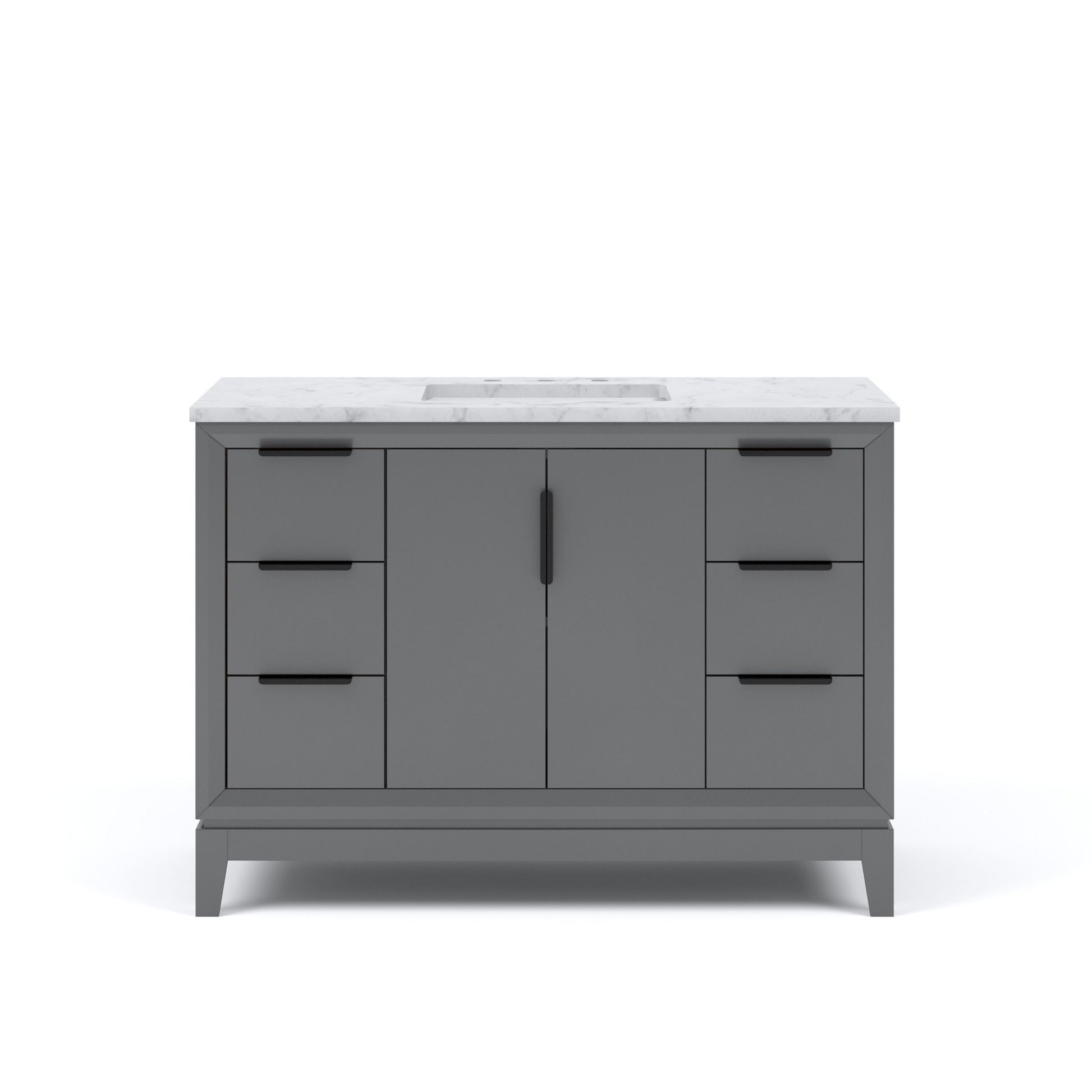 Elizabeth Collection 48 in. Bath Vanity in Cashmere Grey With Vanity Top in Carrara White Marble - Vanity Only | Water Creation