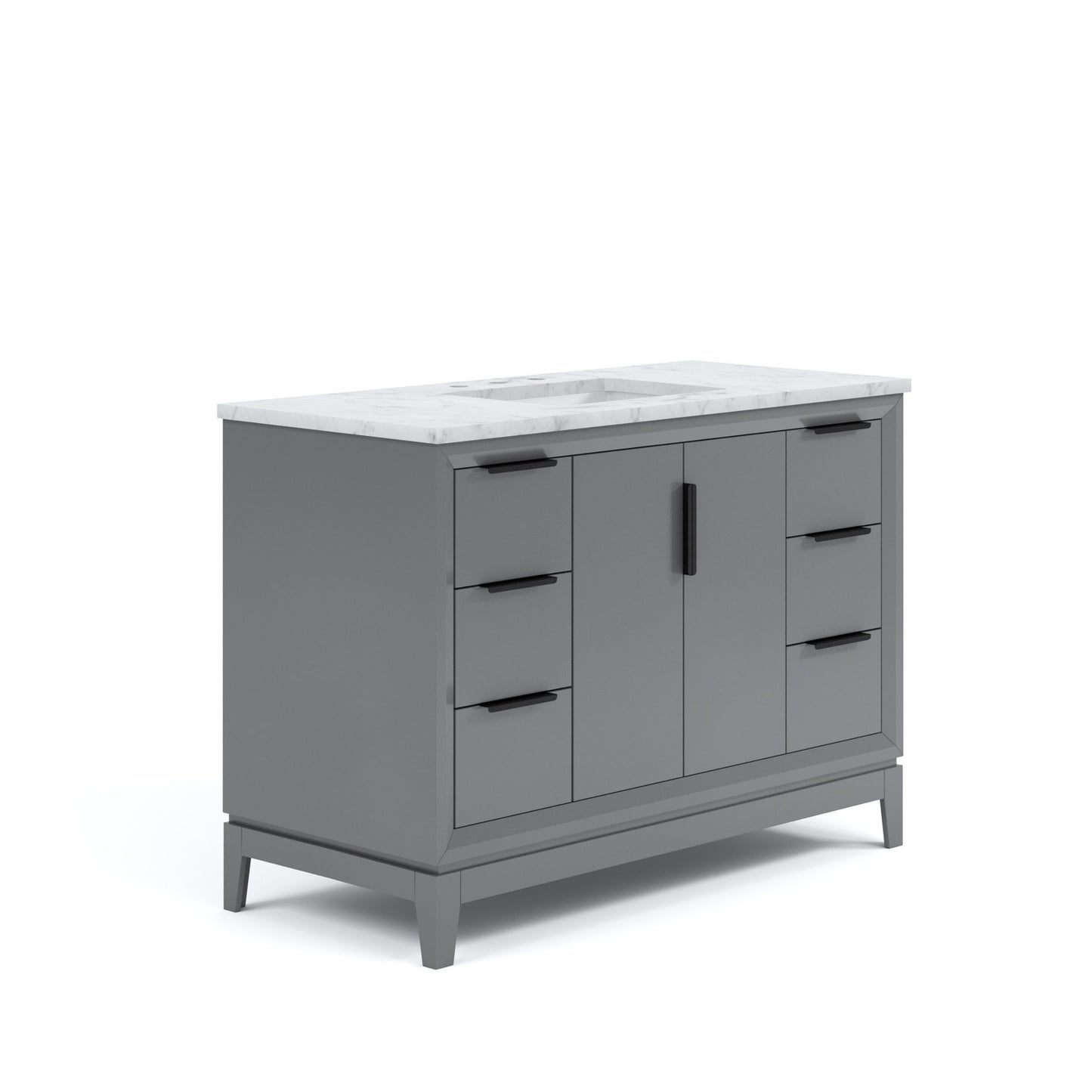 Elizabeth Collection 48 in. Bath Vanity in Cashmere Grey With Vanity Top in Carrara White Marble - Vanity Only | Water Creation