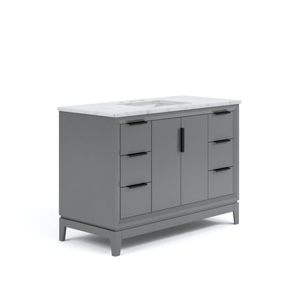 Elizabeth Collection 48 in. Bath Vanity in Cashmere Grey With Vanity Top in Carrara White Marble - Vanity Only | Water Creation