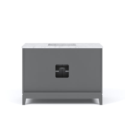 Elizabeth Collection 48 in. Bath Vanity in Cashmere Grey With Vanity Top in Carrara White Marble - Vanity Only | Water Creation
