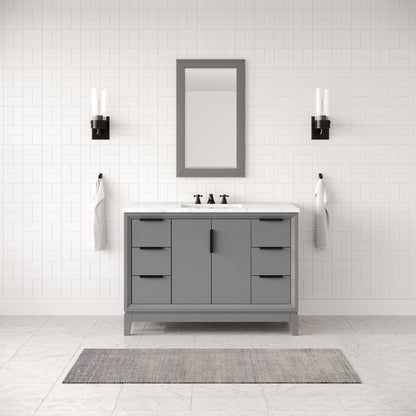 Elizabeth Collection 48 in. Bath Vanity in Cashmere Grey With Vanity Top in Carrara White Marble - Vanity Only | Water Creation