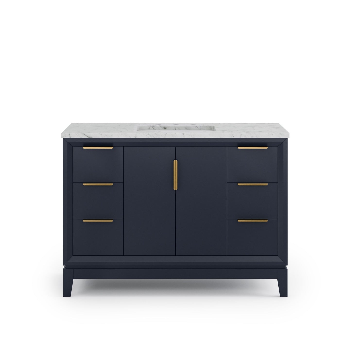 Elizabeth 48 in. Monarch Blue With Carrara White Marble Vanity Top With Ceramics White Basins | Water Creation