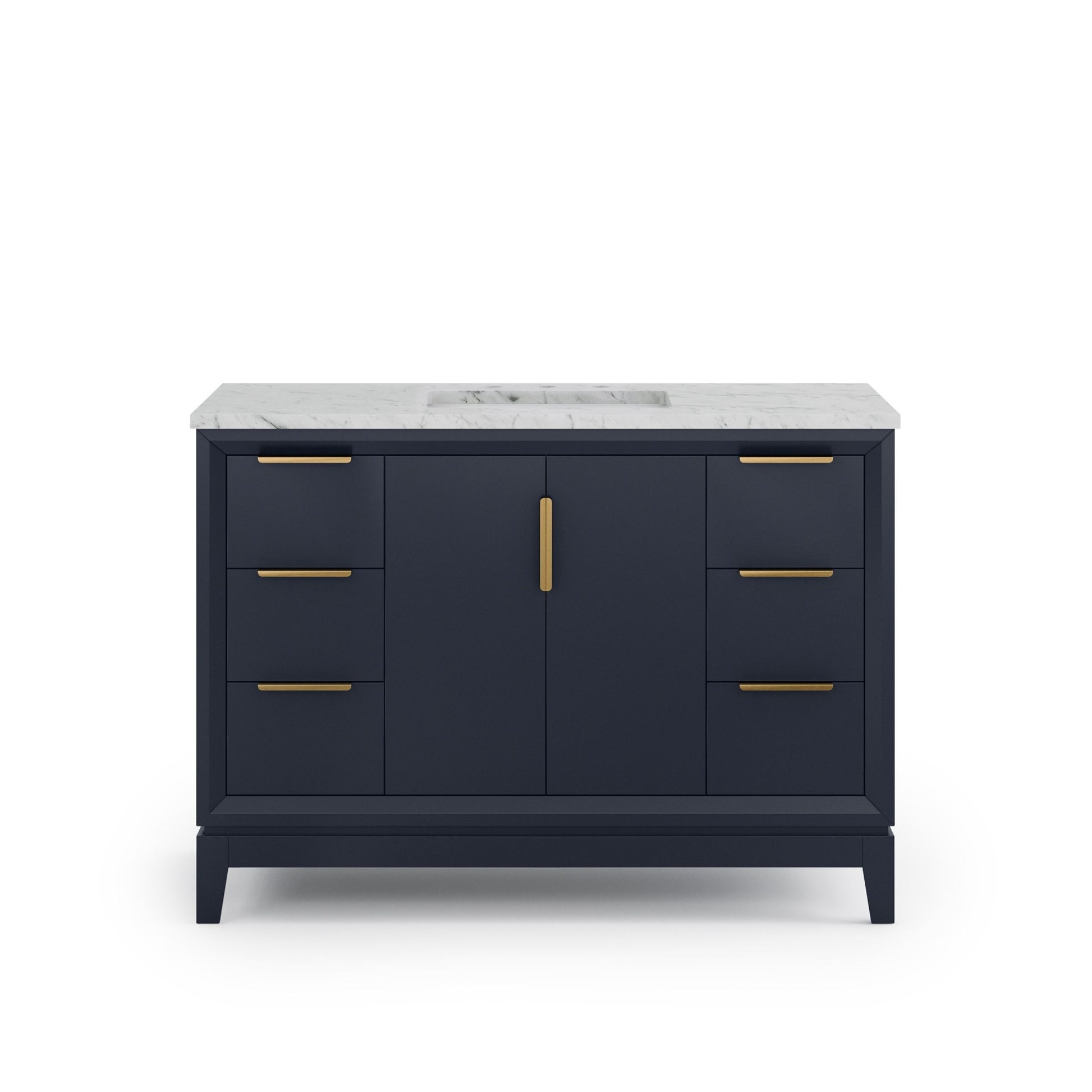 Elizabeth 48 in. Monarch Blue With Carrara White Marble Vanity Top With Ceramics White Basins | Water Creation