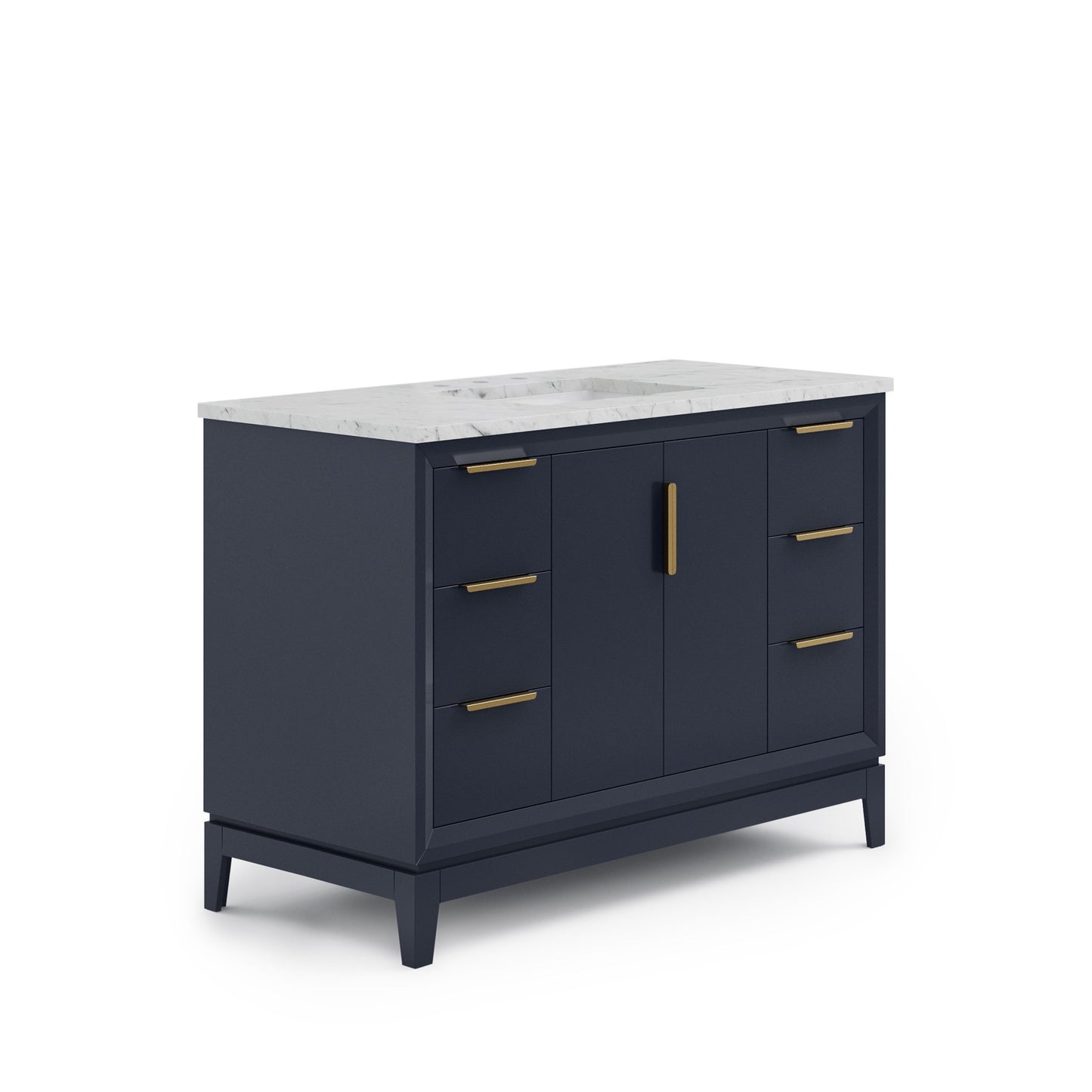 Elizabeth 48 in. Monarch Blue With Carrara White Marble Vanity Top With Ceramics White Basins | Water Creation