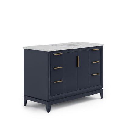 Elizabeth 48 in. Monarch Blue With Carrara White Marble Vanity Top With Ceramics White Basins | Water Creation