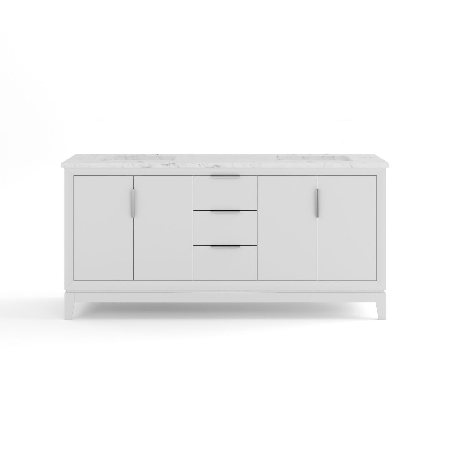 Elizabeth 72 in. Pure White With Carrara White Marble Vanity Top With Ceramics White Basins | Water Creation