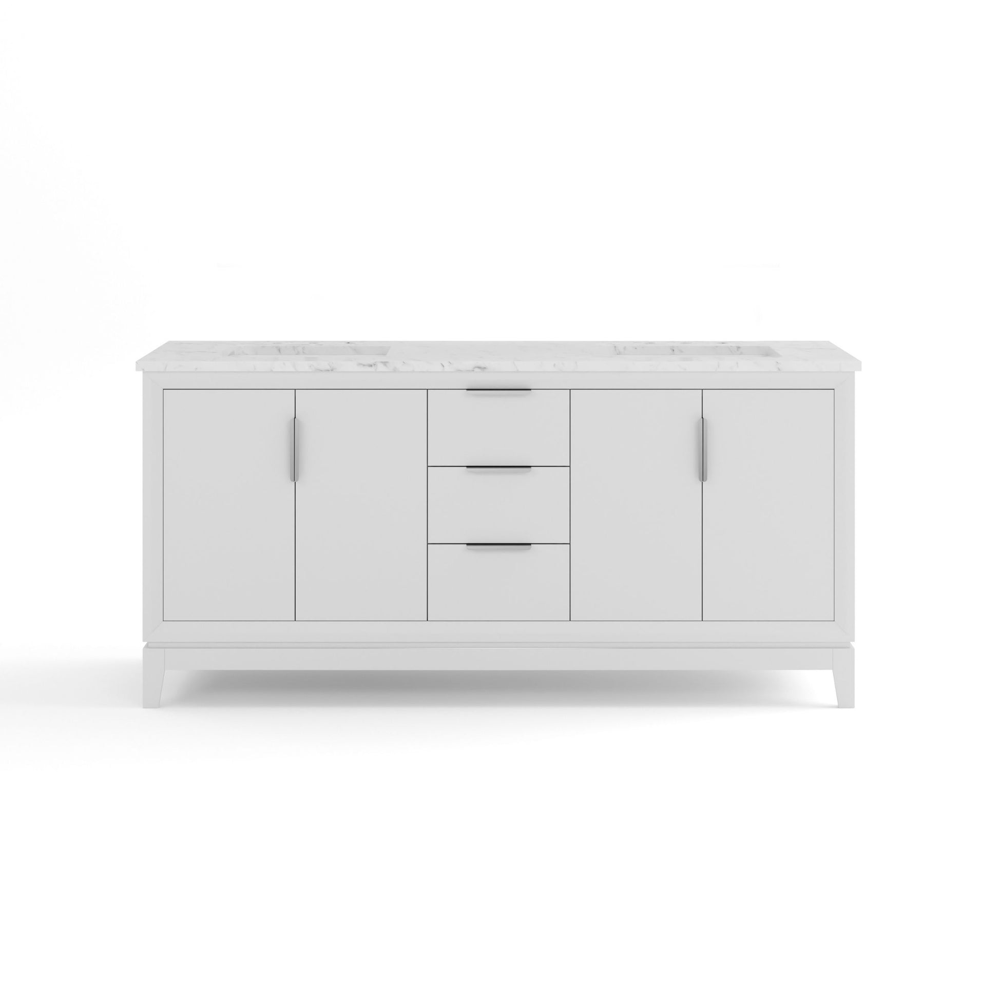 Elizabeth 72 in. Pure White With Carrara White Marble Vanity Top With Ceramics White Basins | Water Creation