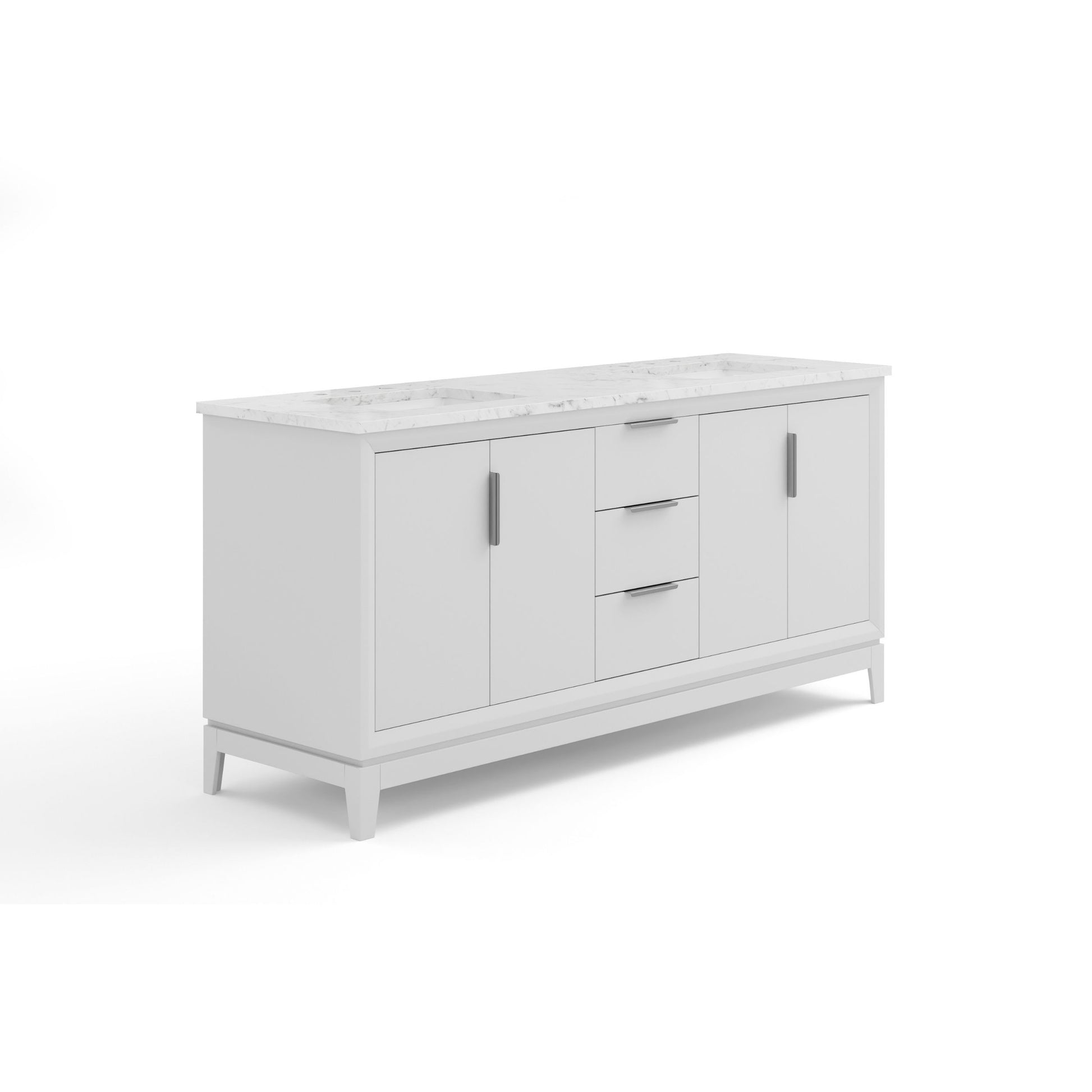 Elizabeth 72 in. Pure White With Carrara White Marble Vanity Top With Ceramics White Basins | Water Creation