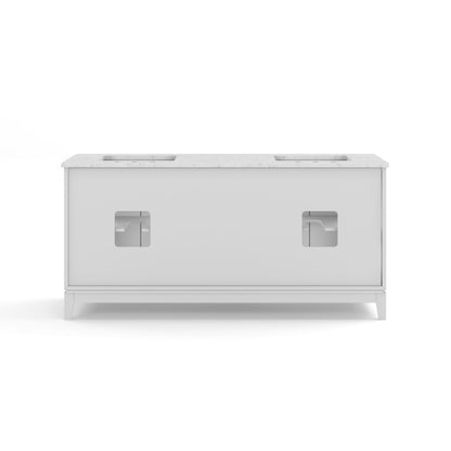 Elizabeth 72 in. Pure White With Carrara White Marble Vanity Top With Ceramics White Basins | Water Creation