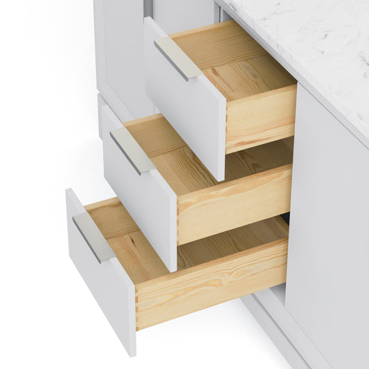 Elizabeth 72 in. Pure White With Carrara White Marble Vanity Top With Ceramics White Basins | Water Creation