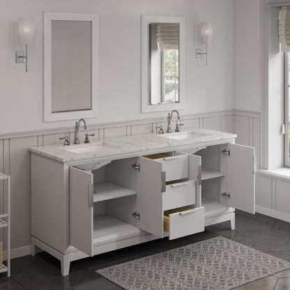 Elizabeth 72 in. Pure White With Carrara White Marble Vanity Top With Ceramics White Basins | Water Creation
