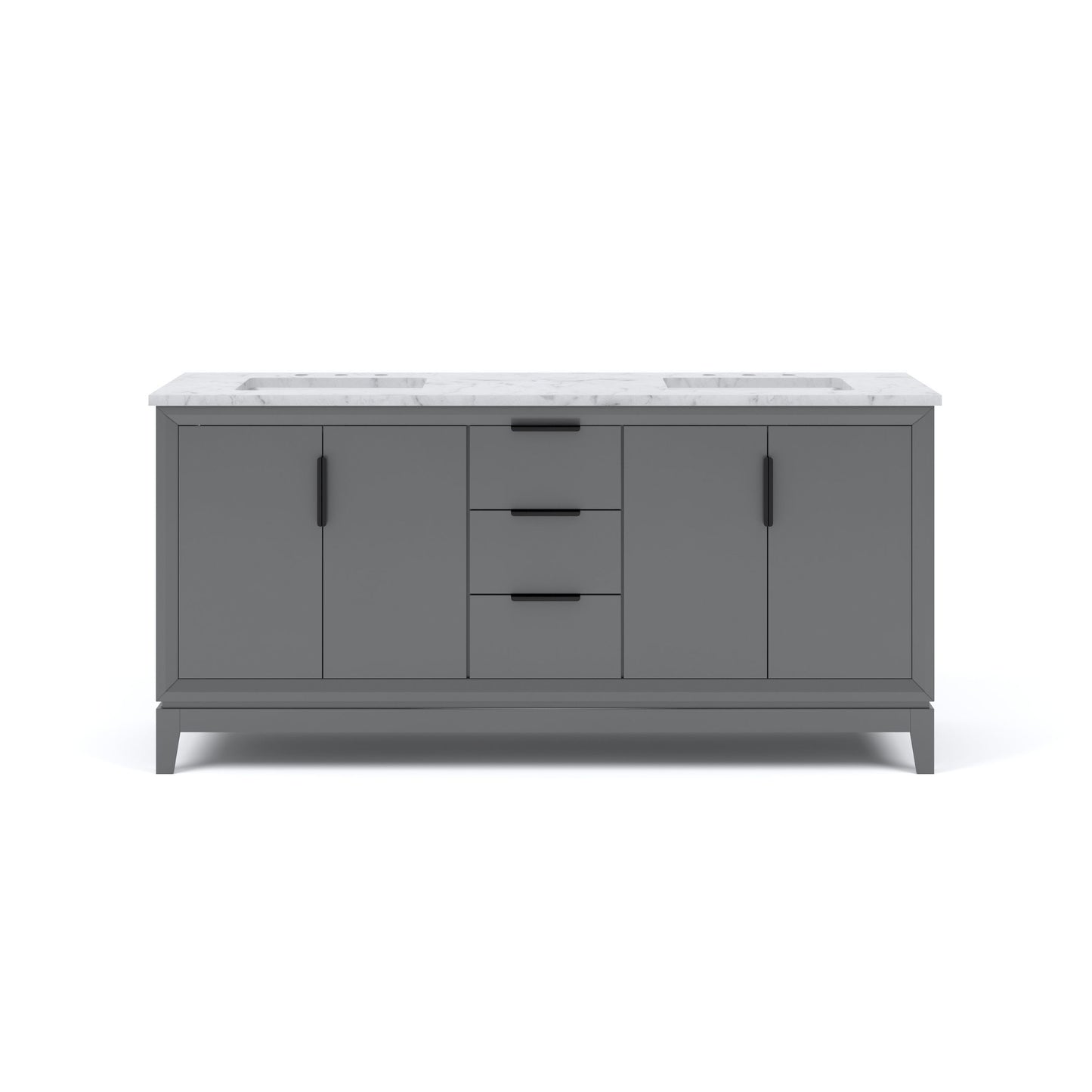 Elizabeth 72 in. Cashmere Grey With Carrara White Marble Vanity Top With Ceramics White Basins | Water Creation