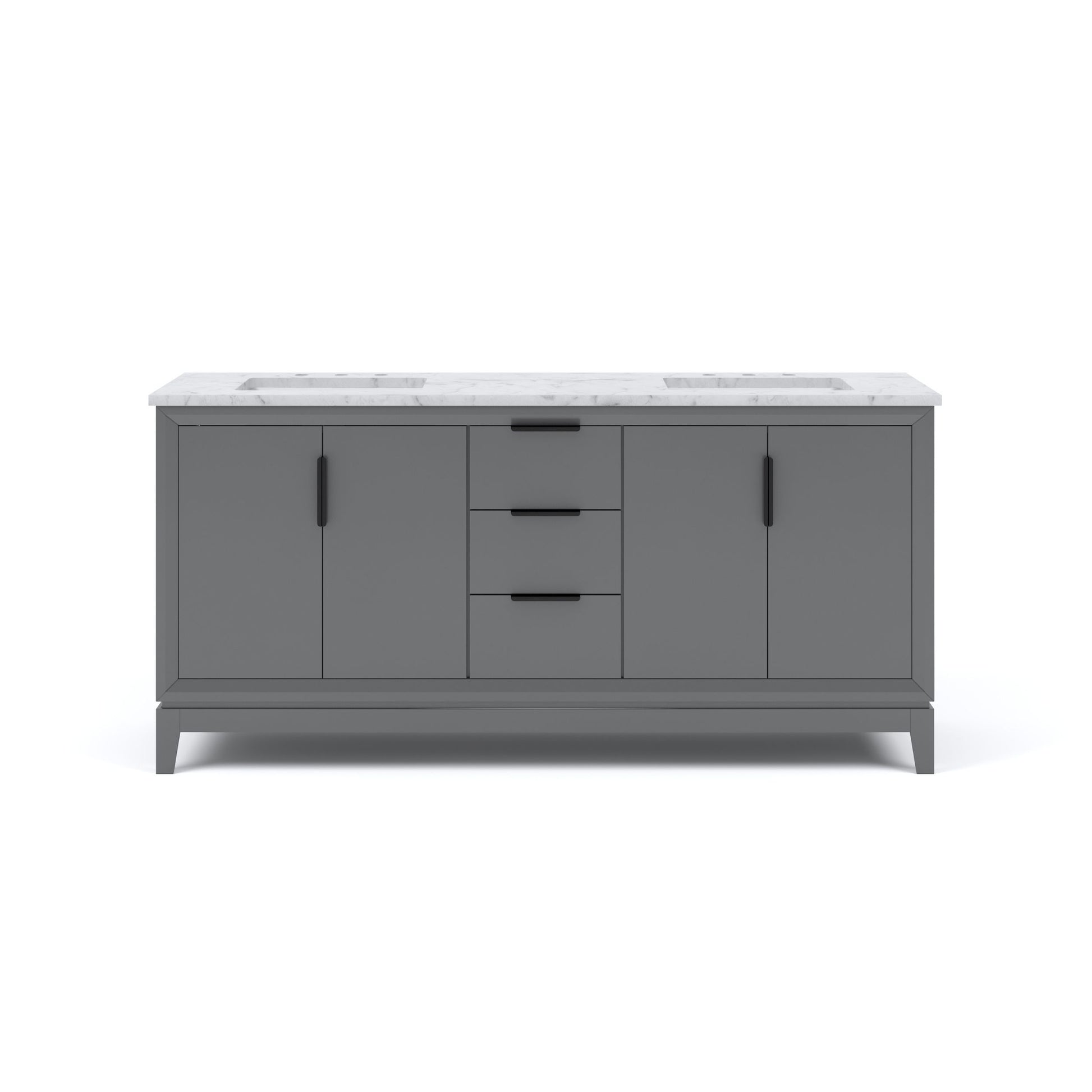 Elizabeth 72 in. Cashmere Grey With Carrara White Marble Vanity Top With Ceramics White Basins | Water Creation