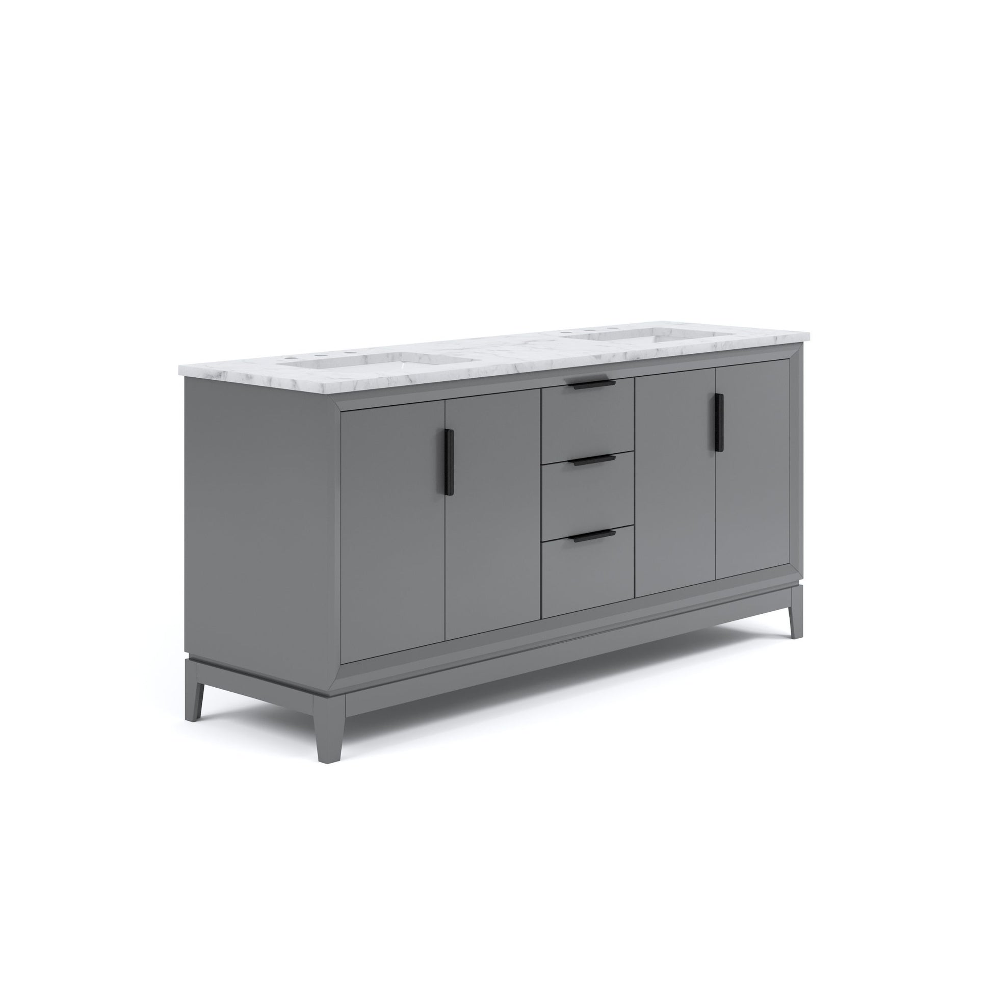 Elizabeth 72 in. Cashmere Grey With Carrara White Marble Vanity Top With Ceramics White Basins | Water Creation