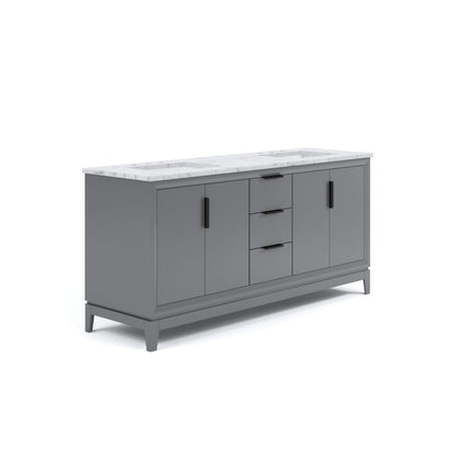 Elizabeth 72 in. Cashmere Grey With Carrara White Marble Vanity Top With Ceramics White Basins | Water Creation