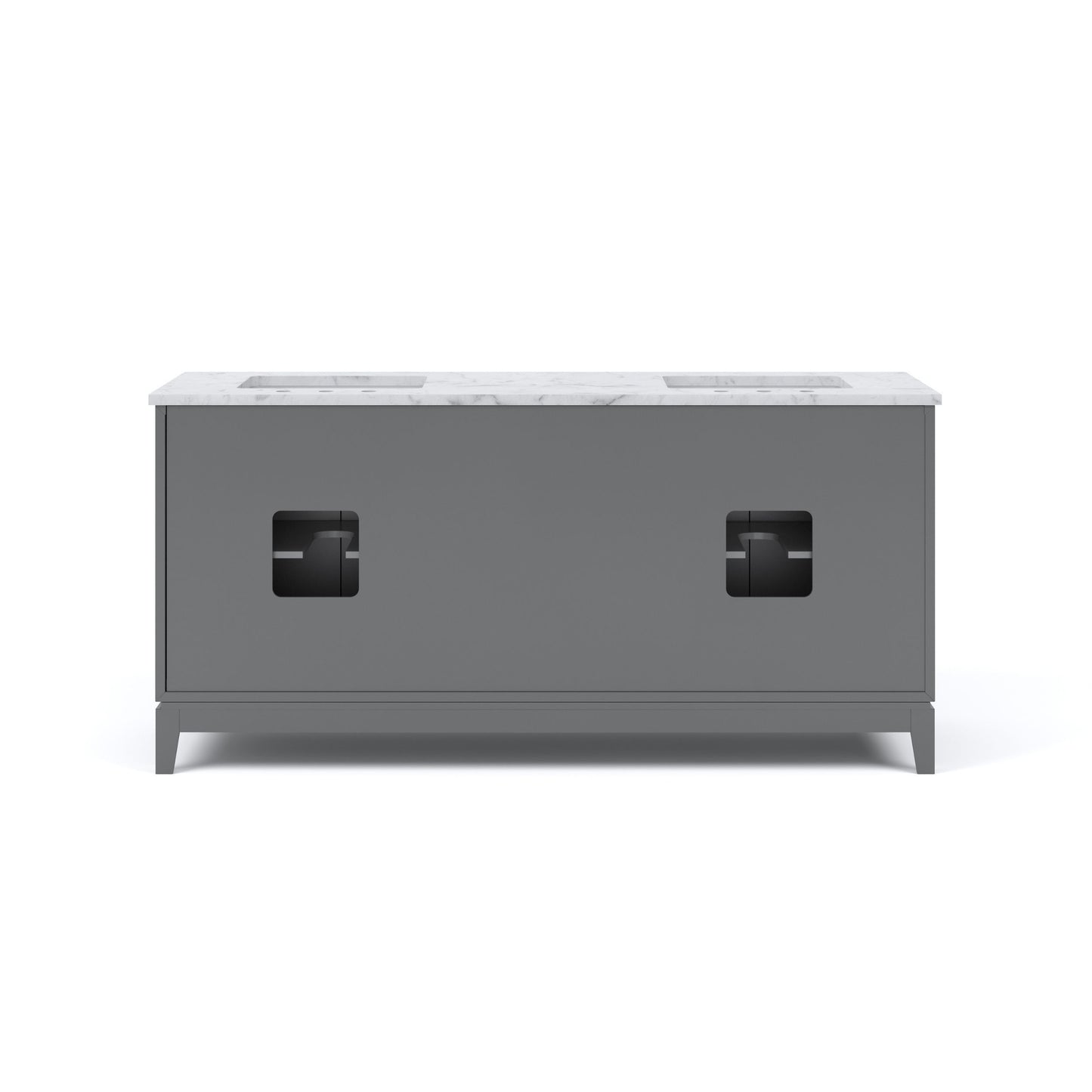 Elizabeth 72 in. Cashmere Grey With Carrara White Marble Vanity Top With Ceramics White Basins | Water Creation