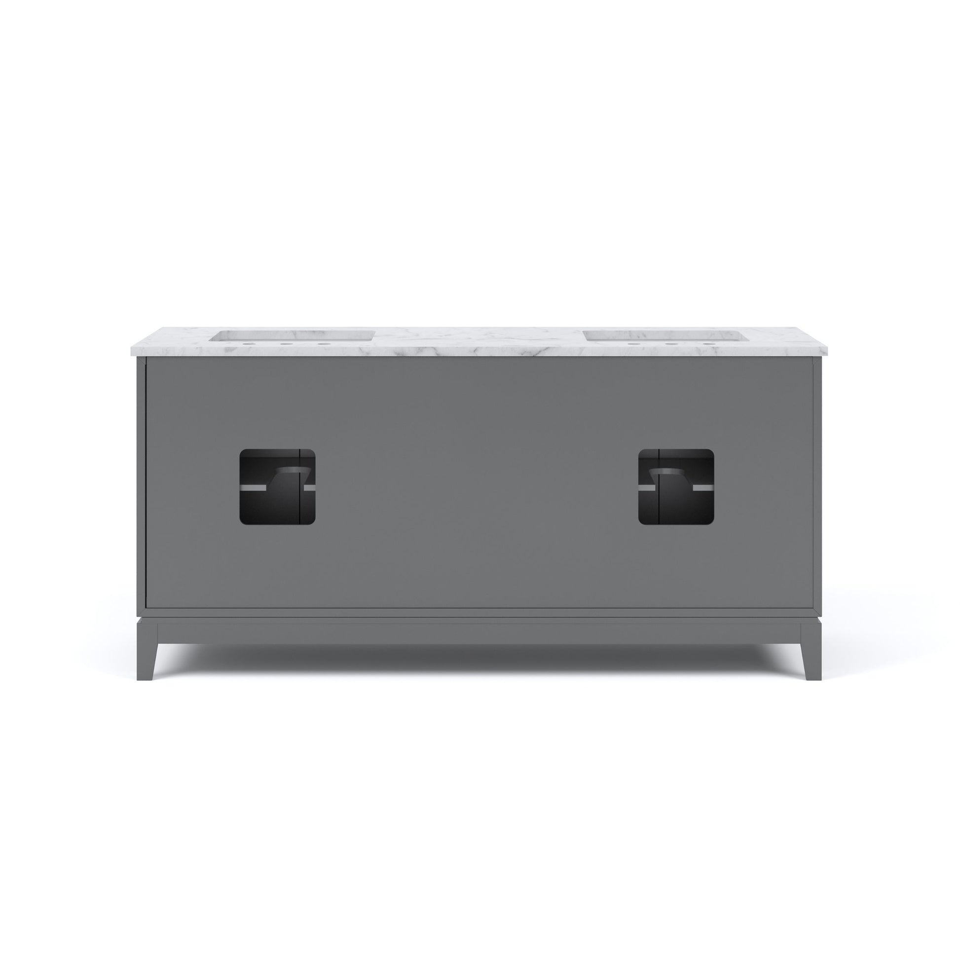 Elizabeth 72 in. Cashmere Grey With Carrara White Marble Vanity Top With Ceramics White Basins | Water Creation