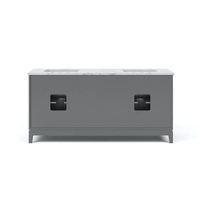 Elizabeth 72 in. Cashmere Grey With Carrara White Marble Vanity Top With Ceramics White Basins | Water Creation