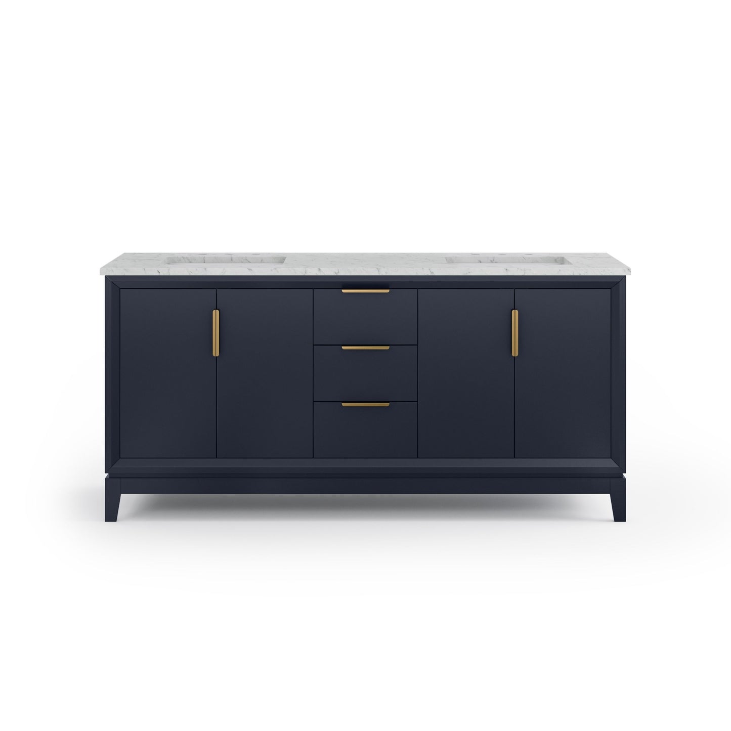 Elizabeth 72 in. Monarch Blue With Carrara White Marble Vanity Top With Ceramics White Basins | Water Creation