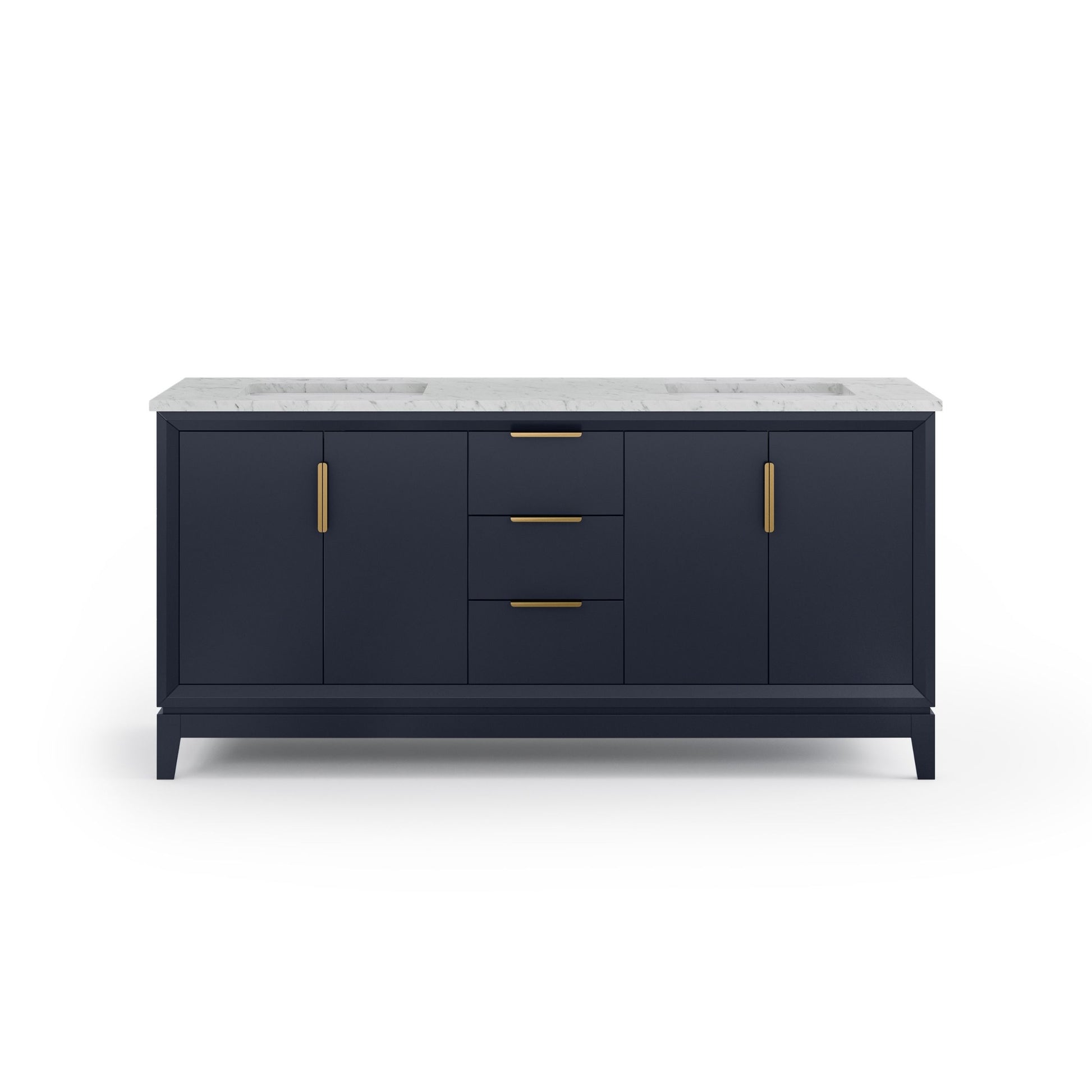 Elizabeth 72 in. Monarch Blue With Carrara White Marble Vanity Top With Ceramics White Basins | Water Creation