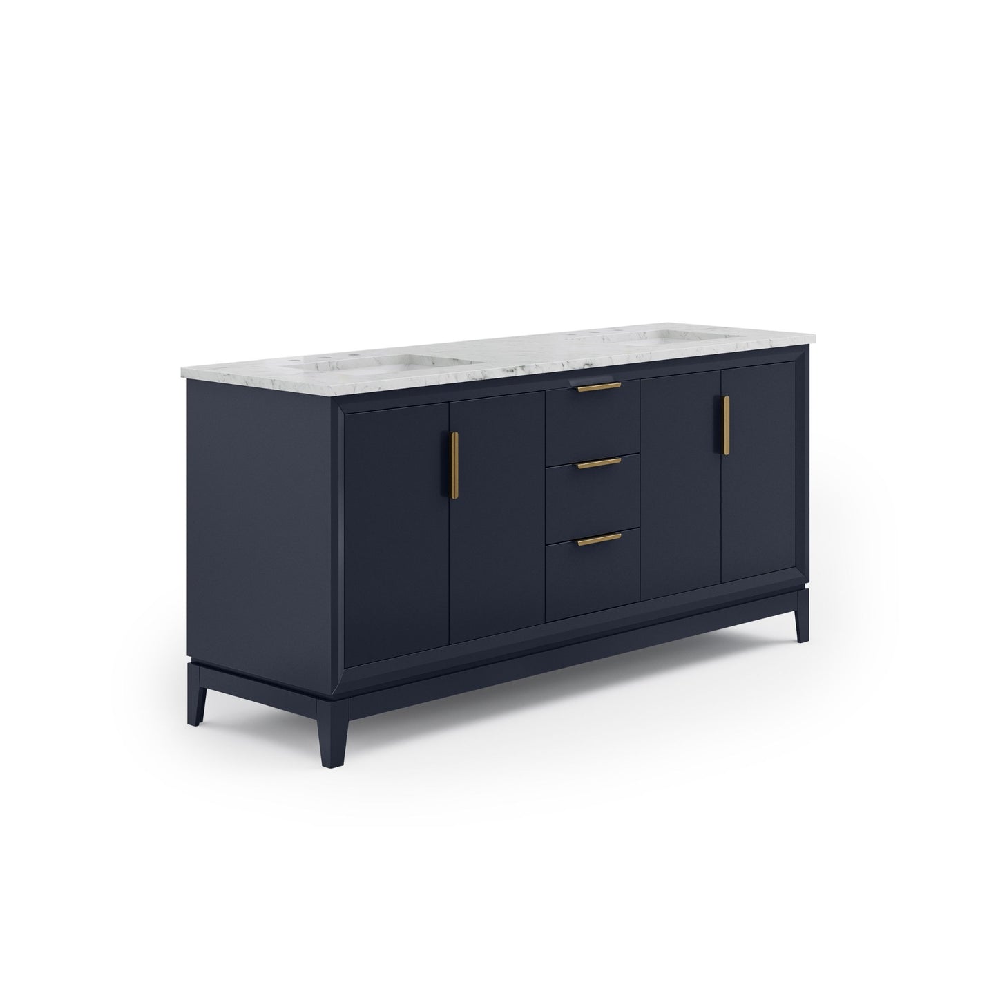 Elizabeth 72 in. Monarch Blue With Carrara White Marble Vanity Top With Ceramics White Basins | Water Creation