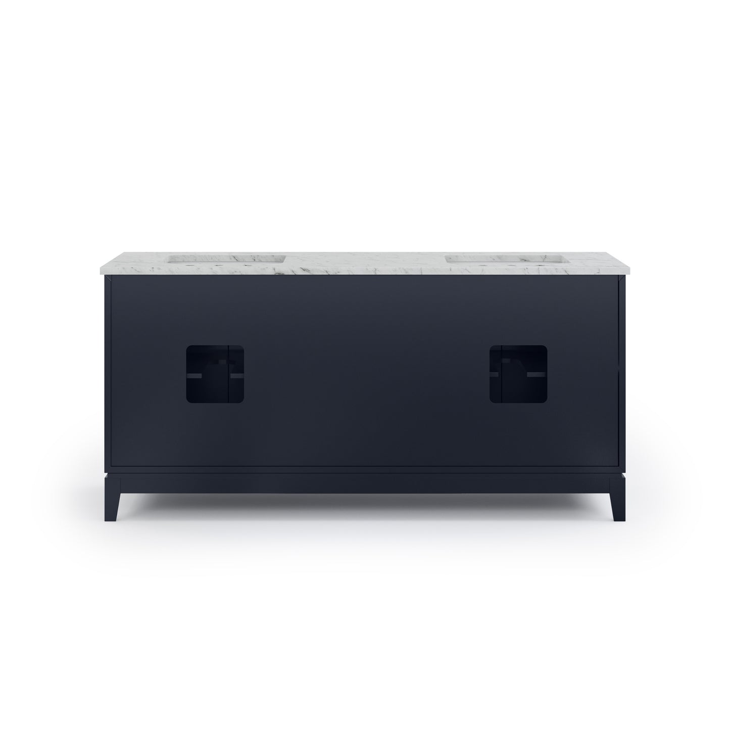 Elizabeth 72 in. Monarch Blue With Carrara White Marble Vanity Top With Ceramics White Basins | Water Creation